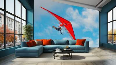 Bright paraglider wing in the sky. Wall mural