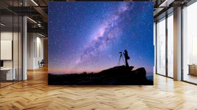 Milky Way and photographer silhouette Wall mural