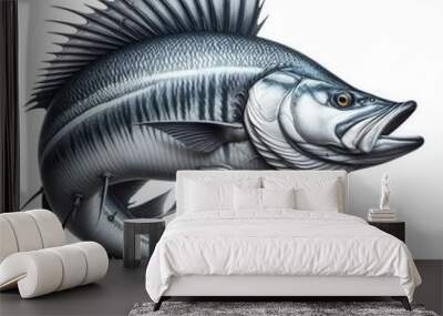 Tarpon fish mount isolated on a white background Wall mural