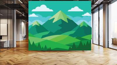 A green mountain landscape vector design Wall mural