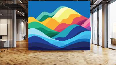 Color mountains, translucent waves, abstract glass shapes, modern background, vector design Wall mural