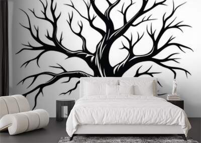 Dead Tree sketch black and white vector illustration on white background Wall mural