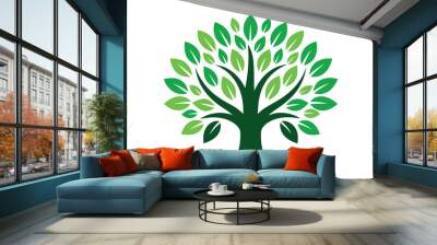 Green tree logo original design set of vector Illustrations in green colors design Wall mural