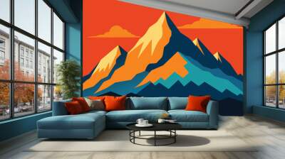 Mountain and hills with coniferous forest landscape vector design Wall mural