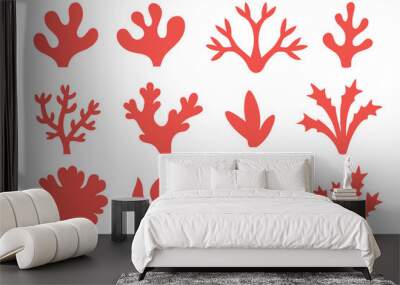 Set of coral Silhouette Design with white Background and Vector Illustration Wall mural