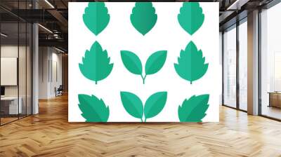 Set of Mint leaf vector icon vector on white background Wall mural