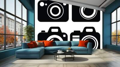 Set of photo camera silhouettes icon set. black vector icons Wall mural