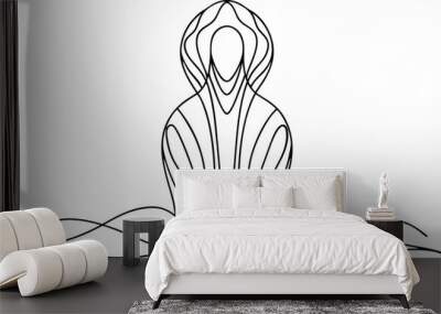 Single line pattern concept. Continuous line draw design graphic vector on white background Wall mural