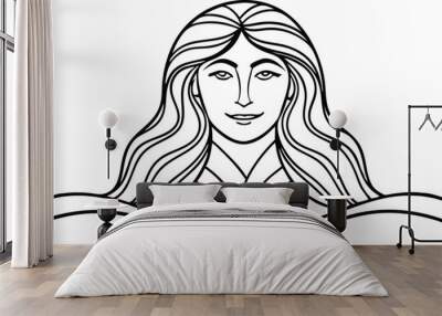 Single line pattern concept. Continuous line draw design graphic vector on white background Wall mural