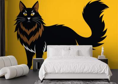 Solid color Maine Coon animal vector design Wall mural