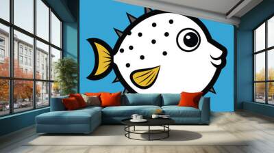 Solid color Pea Puffer animal vector design Wall mural