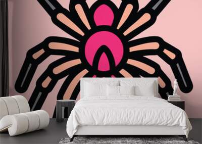 Solid color Pink Toed Tarantula animal vector design Wall mural