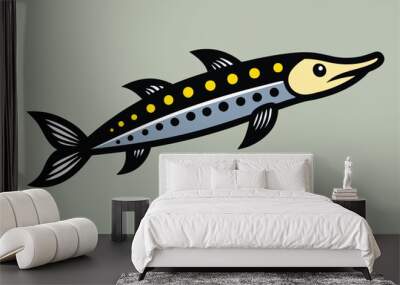 Solid color Spotted Gar animal vector design Wall mural