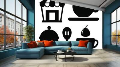 Terrace café different style icon set vector Wall mural