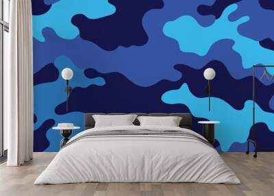 Vector Blue Camouflage Pattern Wall mural