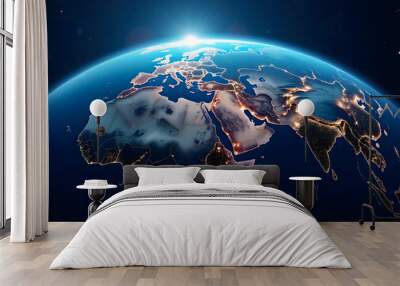 A beautiful view of Planet Earth - Europe, blue sunrise Wall mural