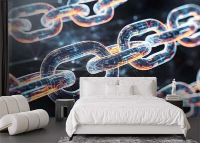 Decentralized blockchain network, digital ledger, fintech innovation Wall mural