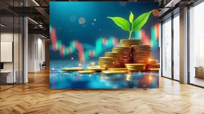 Finance and money technology background concept of business prosperity and asset management Wall mural