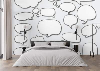 Hand drawn cartoon style speech or chat bubble collection Wall mural