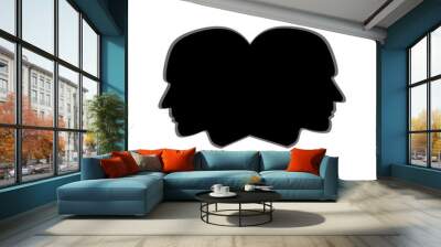 a vector illustration of a 2 head silhouette logo image suitable for a collaboration themed logo Wall mural