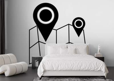 pin icon on the map with a white background Wall mural