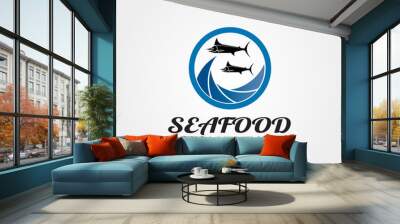 Seafood vector logo design,food icon Wall mural