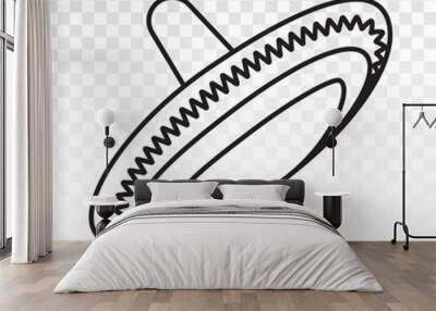 Sombrero / mexican hat icon with line art on a transparent background Wall mural