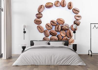 Coffee bean isolated on white background Wall mural