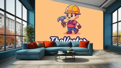 Cute mechanical mascot, vector, logo, character, cartoon, illustration, eps10 Wall mural