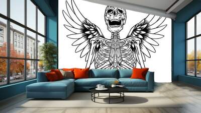  winged human skull vector Wall mural