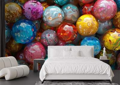 Shiny colorful marbles background Wall mural