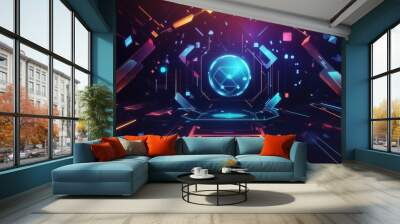 Abstract geometric technology game background  Wall mural