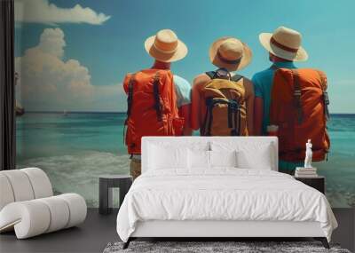 Beautiful gay couple on the vacation. Travel concept Wall mural