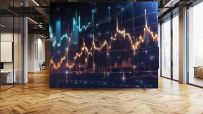 Candlestick chart representing stock market investment in business finance Wall mural