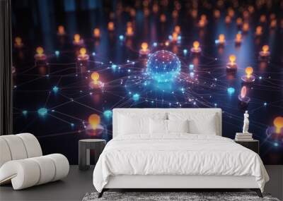 Concept of networking in a corporation, dot connection Wall mural