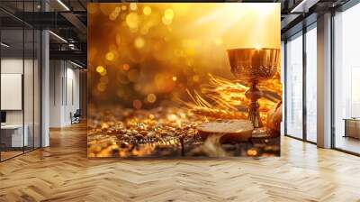 Corpus christi background with chalice and bread Wall mural