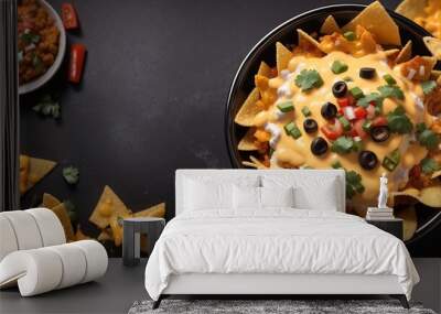 Nachos with cheese sauce in bowl Wall mural