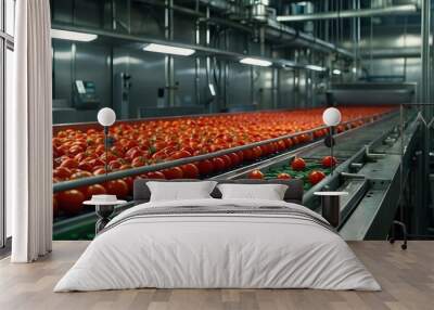 tomato production line Automated process in the washing Wall mural