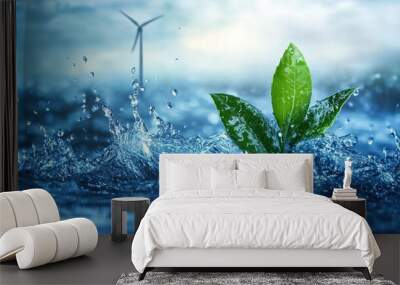 Water and wind power concept for sustainable environment  Wall mural