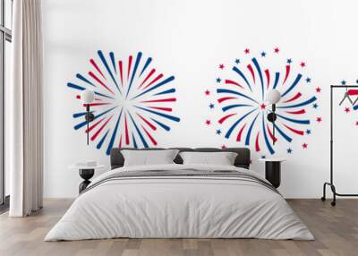 4th of july fireworks set isolated background. Wall mural