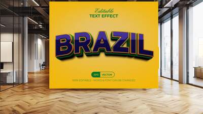 Brazil Text Effect 3D Style. Editable Text Effect. Wall mural