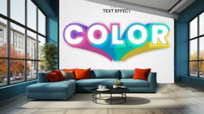 color text effect long shadow style. editable text effect colorful theme. Wall mural