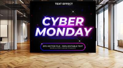 Cyber monday text effect style. Editable text effect neon light style sale theme. Wall mural