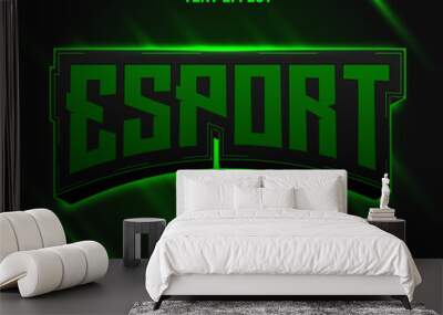 Esport green light text effect style. Editable text font effect vector. Wall mural