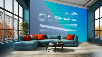 Glass text effect vector. Editable text effect transparent style. Wall mural