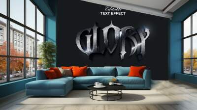 Glory Text Effect Silver Textured Style. Editable Text Effect. Wall mural