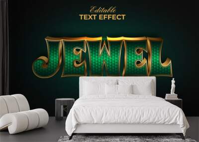 Jewel text effect style. Editable text effect gold emerald theme. Wall mural