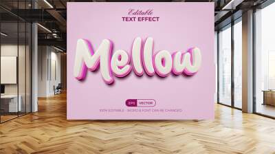 Mellow Text Effect Pink Soft Style. Editable Text Effect. Wall mural