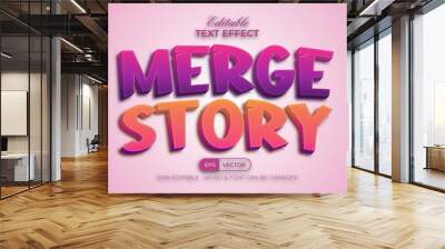 Merge story text effect style. Editable text effect. Wall mural