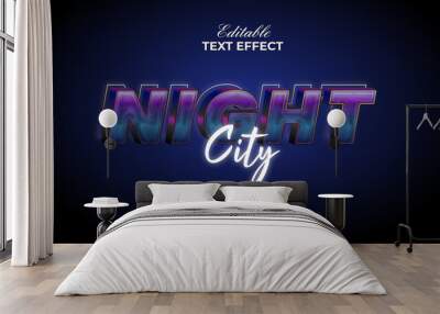 Night city text effect light style theme. Editable text effect. Wall mural